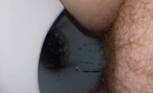 Hairy wife shitting