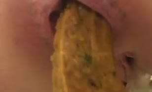 Close up of sexy babe shitting