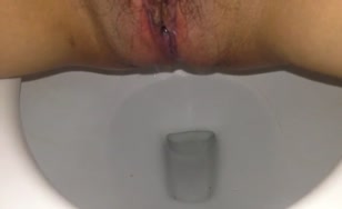 Close up of shaved babe pooping