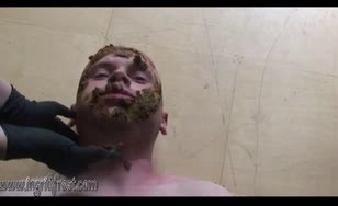 Forced slave to eat poop straight from her ass