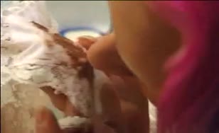 Redhead babe eats her own shit