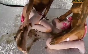 Lesbian babes shit on each other and masturbate