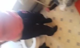 Chubby babe shits a lot over toilet