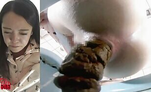 Japanese butthole getting destroyed by massive turd 