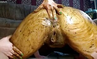 Nasty lesbians in shit smearing play 
