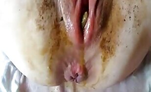 Big shit-turd in her pussy