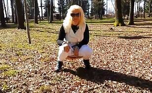 Husband films his wife pooping in the park