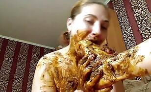 Sucking licking and eating foot scat