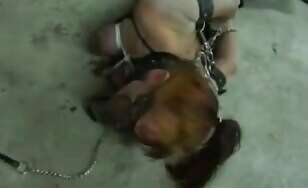Tied extreme slave rolling in her own shit
