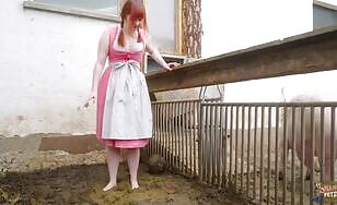 Woman Craps in Pig Shit - 00:51