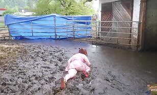 Woman Plays in Shiny Cow Dung - 00:44
