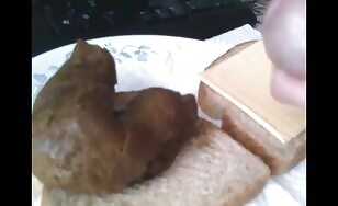 Woman Craps a Shit Sandwich with Cum - 01:13