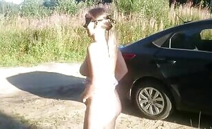 Blonde Woman Poops Outdoors - 02:06